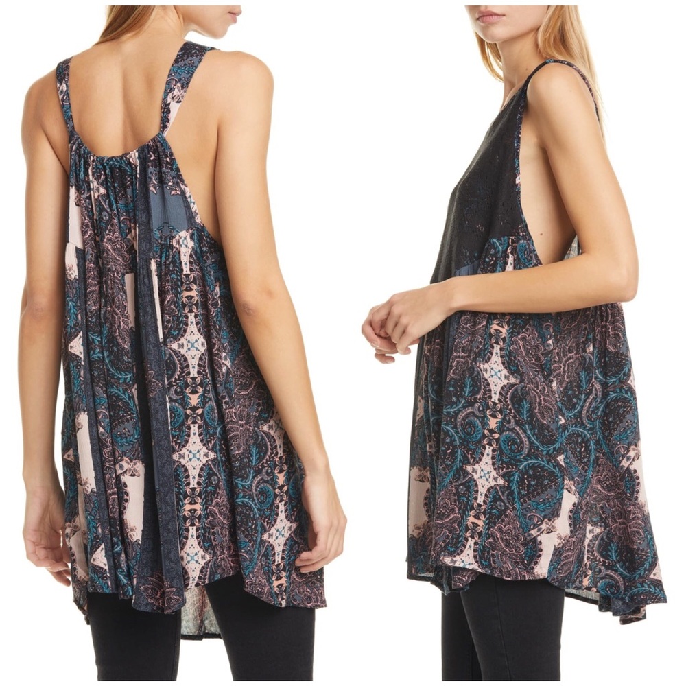 FREE PEOPLE Count Me In Trapeze Tunic Top Dress Mini Lace Floral Small S New NWT